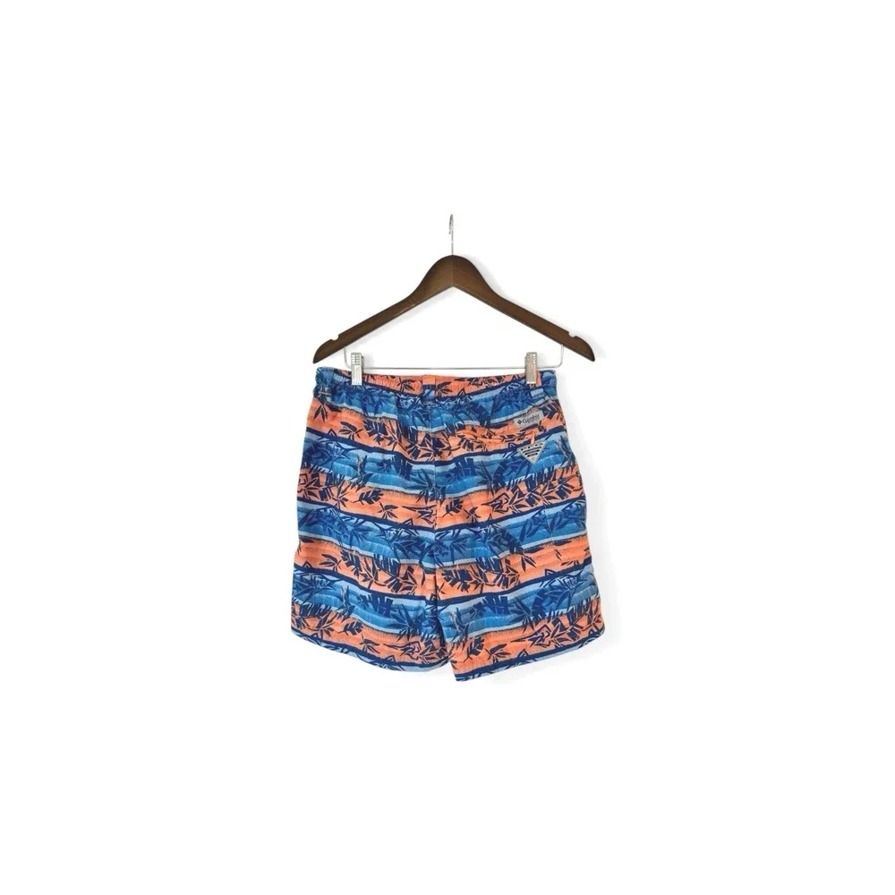 Columbia PFG Mens Backcast III Water Shorts Blue Orange Tropical Palm 6in